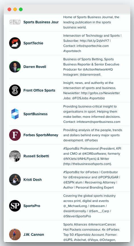 Audiense - Sportsbiz blog - top influencers