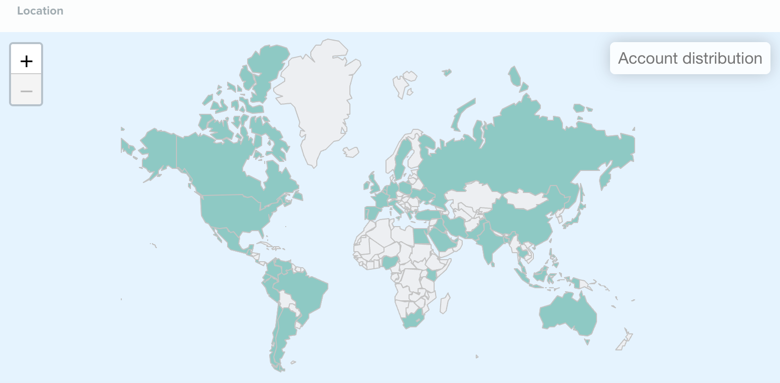 Audiense blog - carte de localisation pour l'ensemble de l'audience