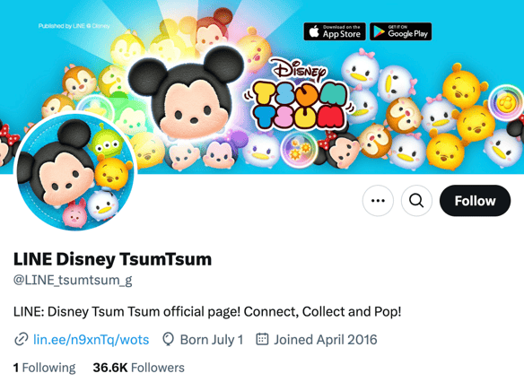 Audiense blog - image - Compte Line Disney TsumTsum X