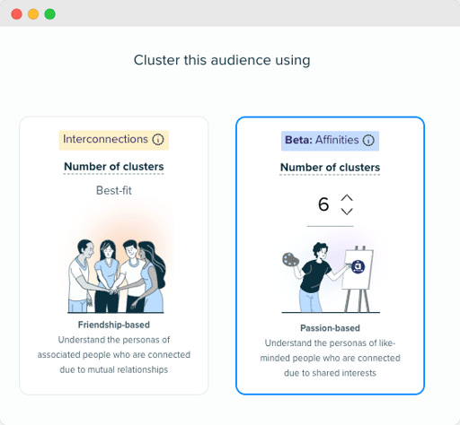 Audiense blog - sélectionnez le nombre de clusters dans vos rapports