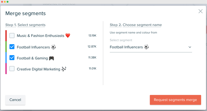 Audiense blog - Fusionner les segments