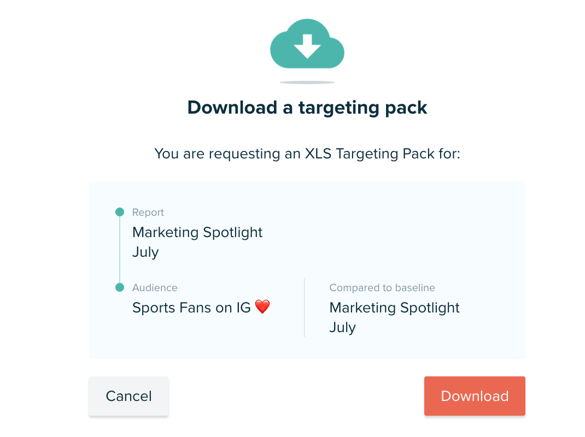 Audiense blog - Fonctionnalité Targeting Pack - Télécharger