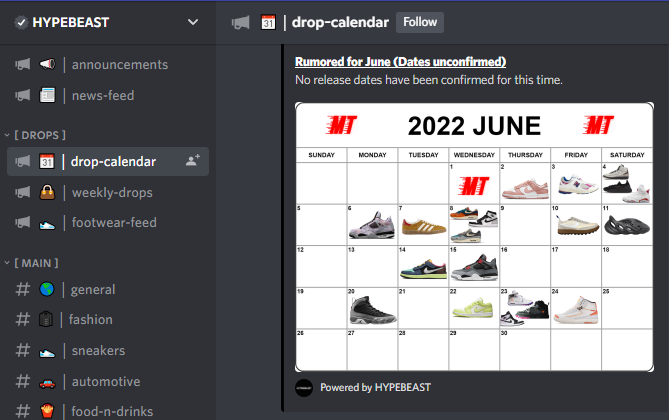 Audiense blog - hypebeast drop calendar