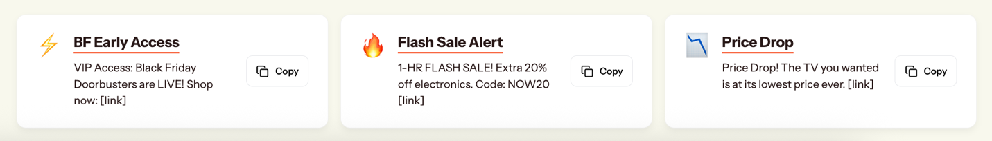 Audiense blog - image - SMS copy -Black Friday - Audiense Action