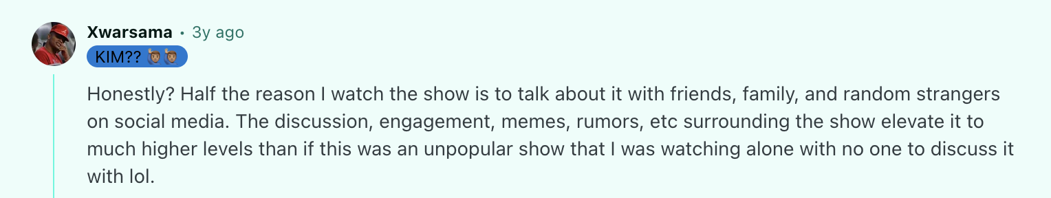 Audiense blog - image - Groupe Reddit parlant de l'émission Love Island