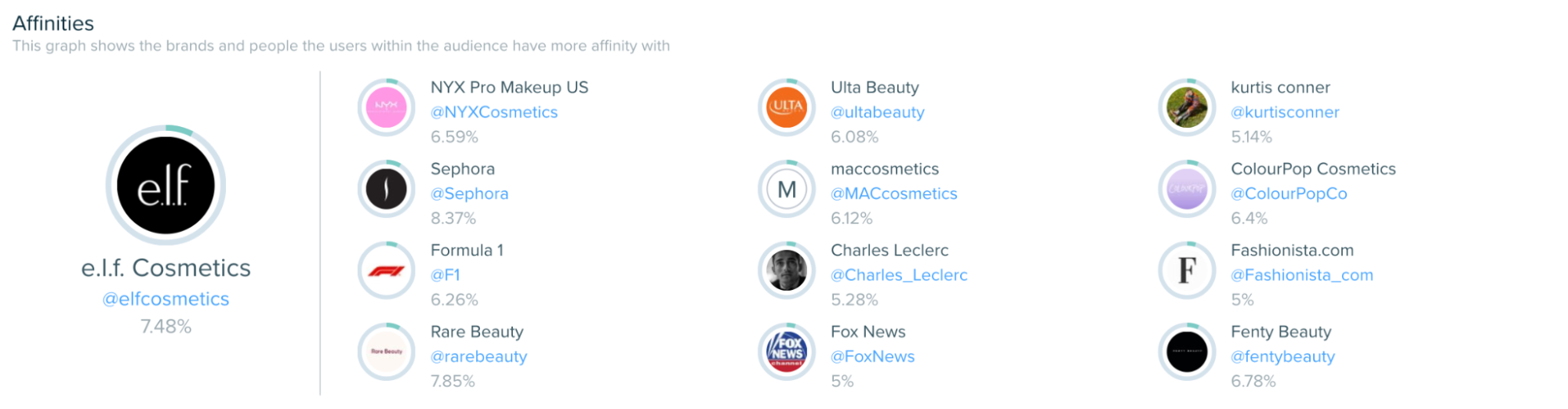 Audiense blog - image - Rhode audience - Les affinités du segment des Glow-getters - Audiense Insights