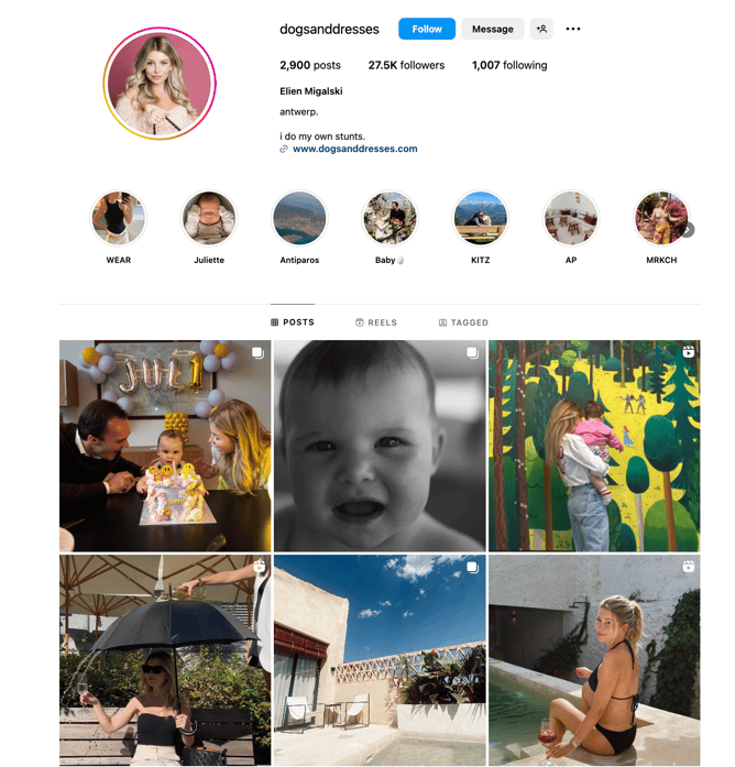 Audiense blog - Elien Migalski profil Instagram