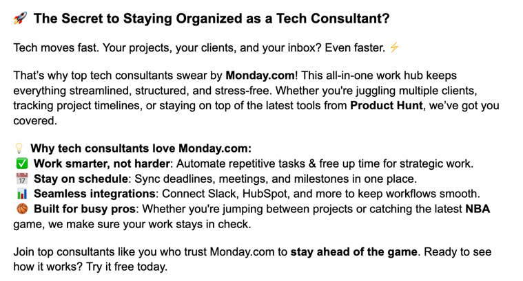 Audiense blog - image - LinkedIn post copy for Tech consultants segment