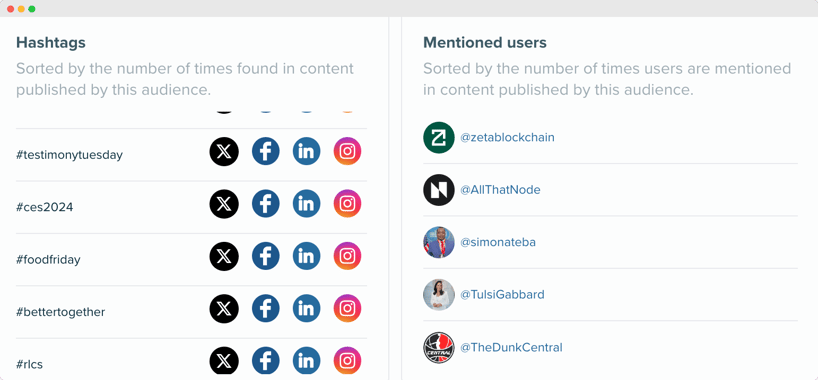 image d'un rapport Audiense sur le segment d'audience Shopify "E-commerce Solutions" - hashtags