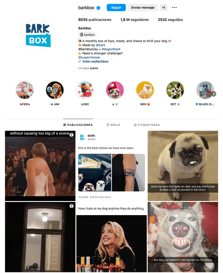 Audiense blog - BarkBox page Instagram