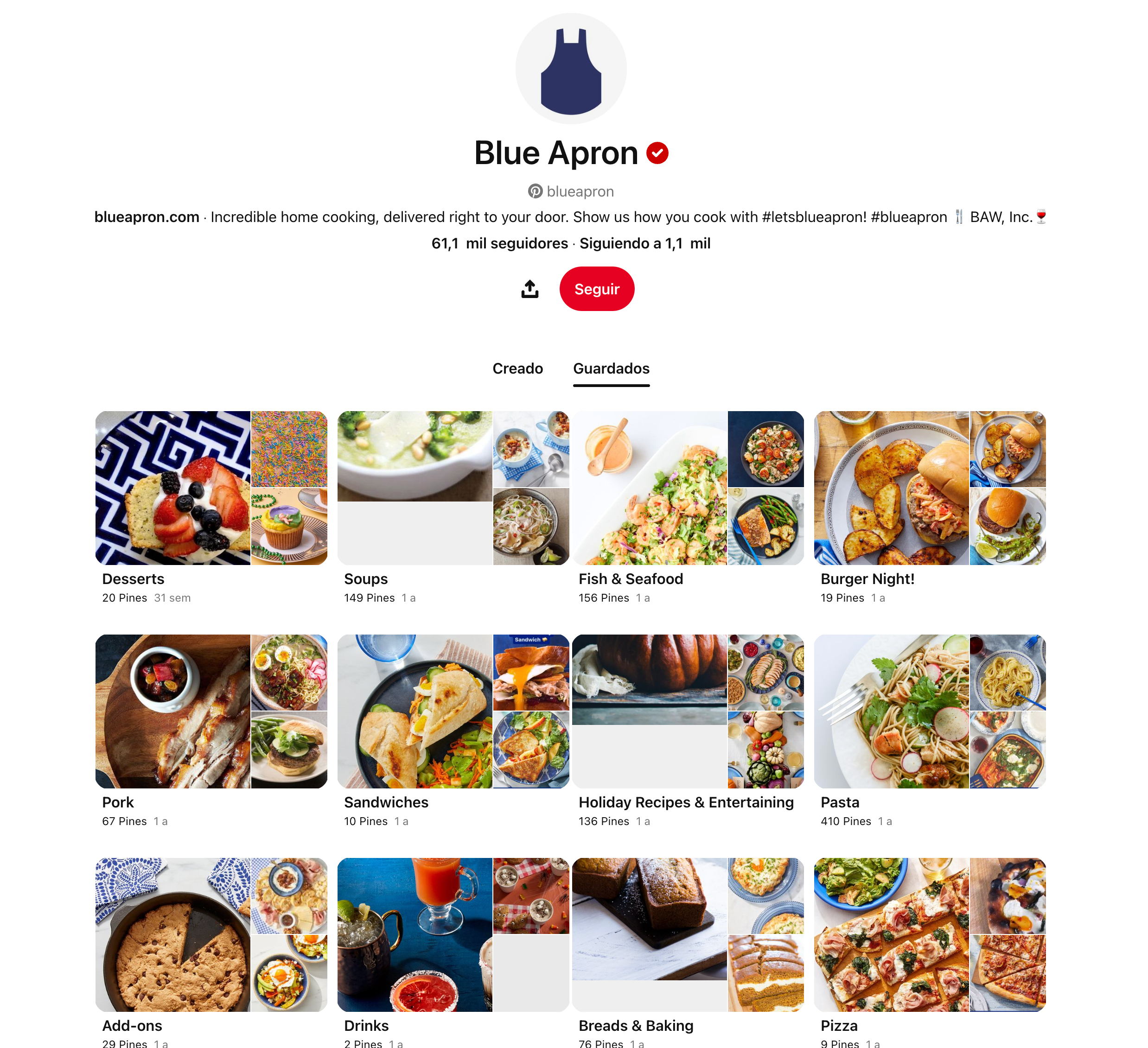 Audiense blog - Blue Apron Pinterest